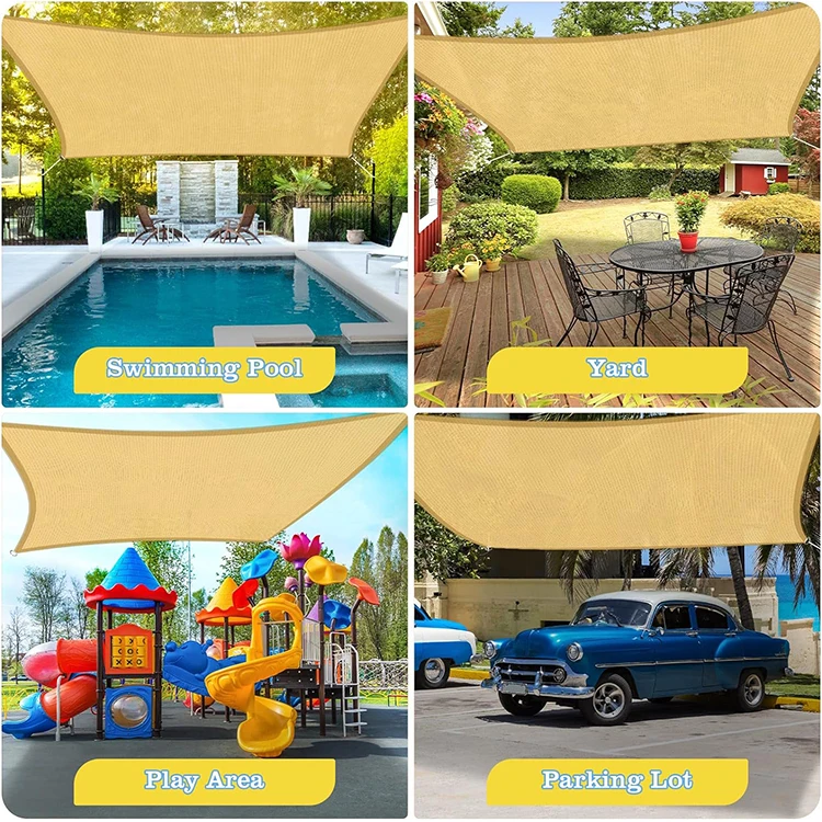 Outdoor Patio Pergola Cover Blockage 95% UV Resistant(Beige) Canopy HDPE Sun Shade Sail Rectangle