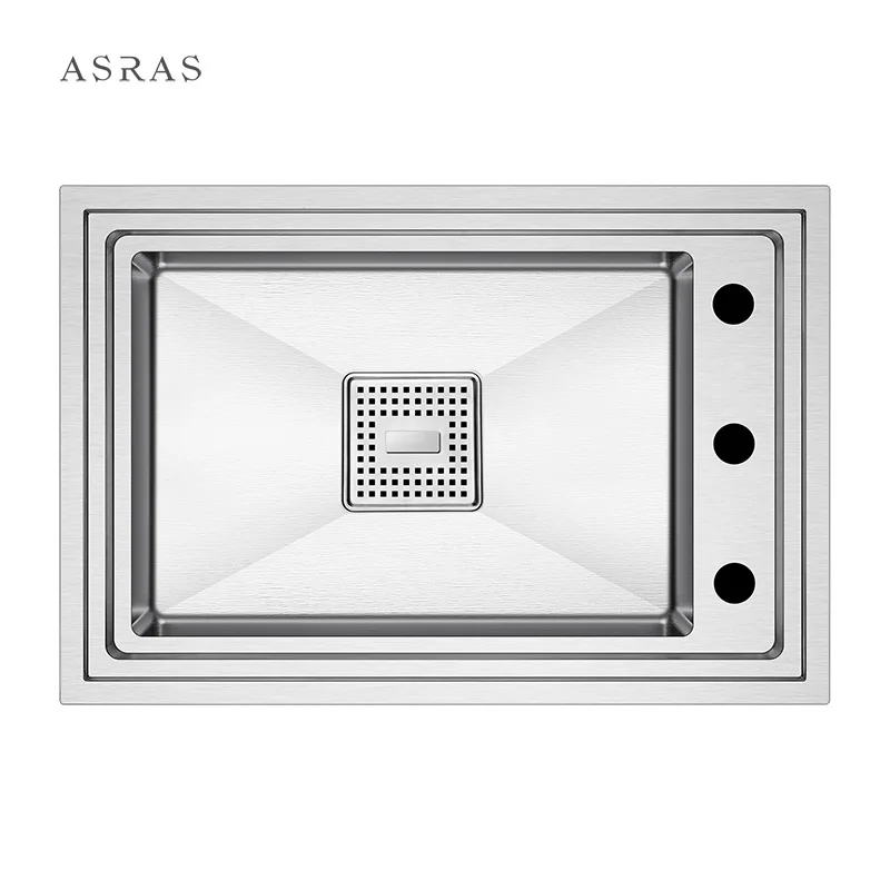 Sasras Скрытая кухонная раковина ручной работы с краном Современная однослотная модель 6443S кухня