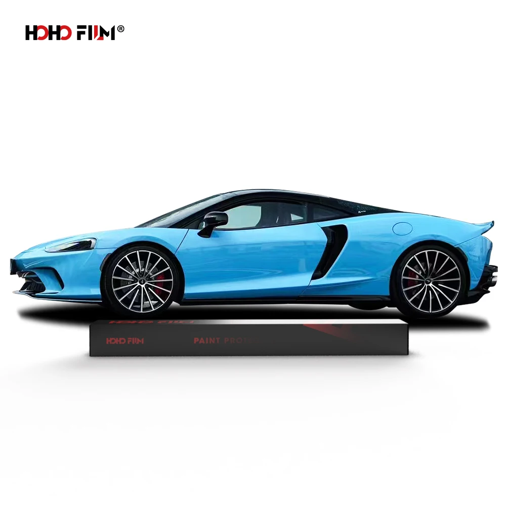 HOHOFILM High Gloss Miami Blue Car Paint Protect Film 1.52x16m Roll PPF Film Super Hydrophobic Color TPU PPF For Tesla Model Y