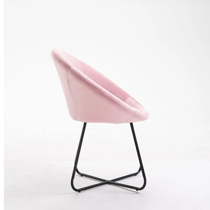 New Design Velvet Curved Shaped Leisure Accent Chair With Power Coating Golden Metal Leg