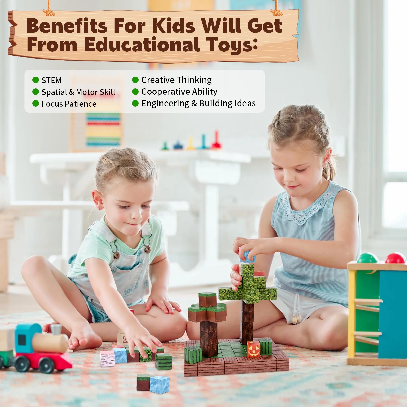 Magnetic Blocks-Build Mine Magnet World Edition Magnetic Toys for Boys & Girls Age 3-4 4-5 6-8