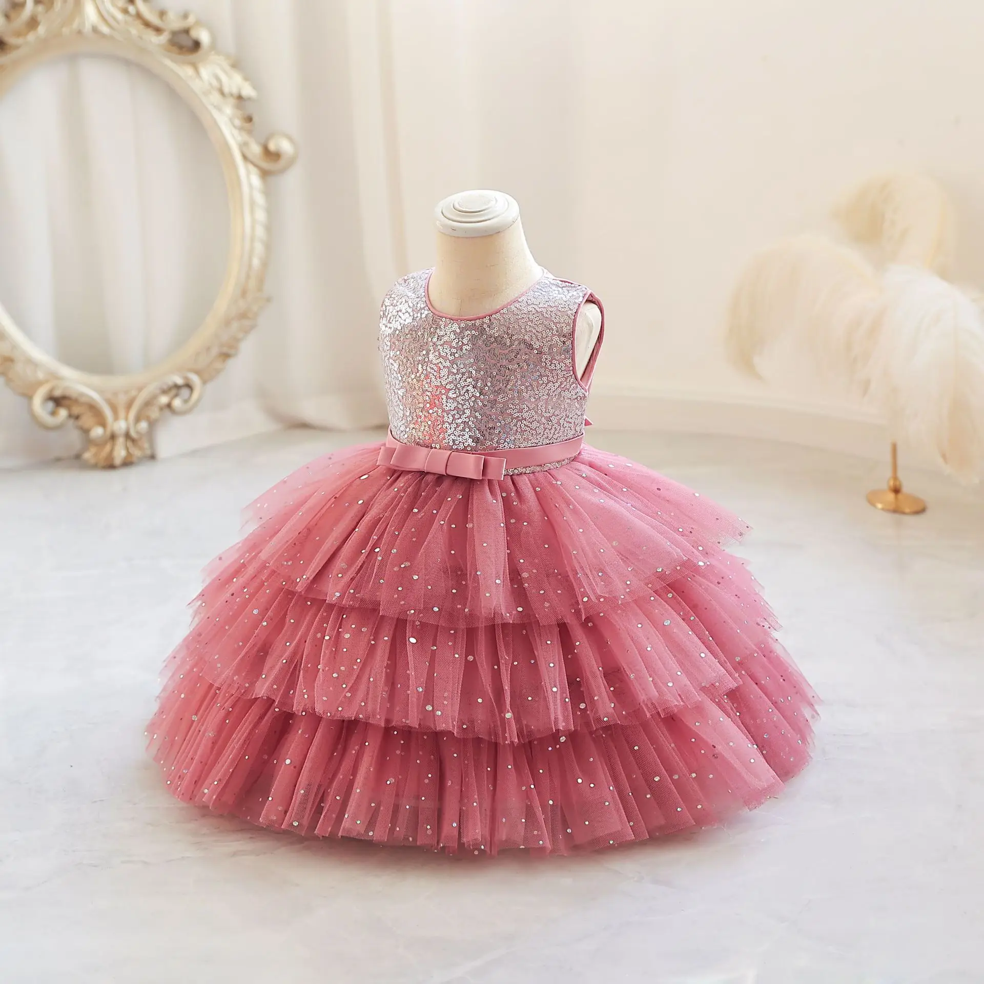 Kids wholesale clothing toddler girl clothes baby clothes birthday party summer sleeveless kids frocks princess dress for girl