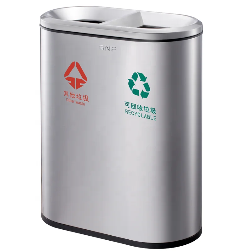 Hot selling  commercial sort black stainless steel metal trash can trash bin