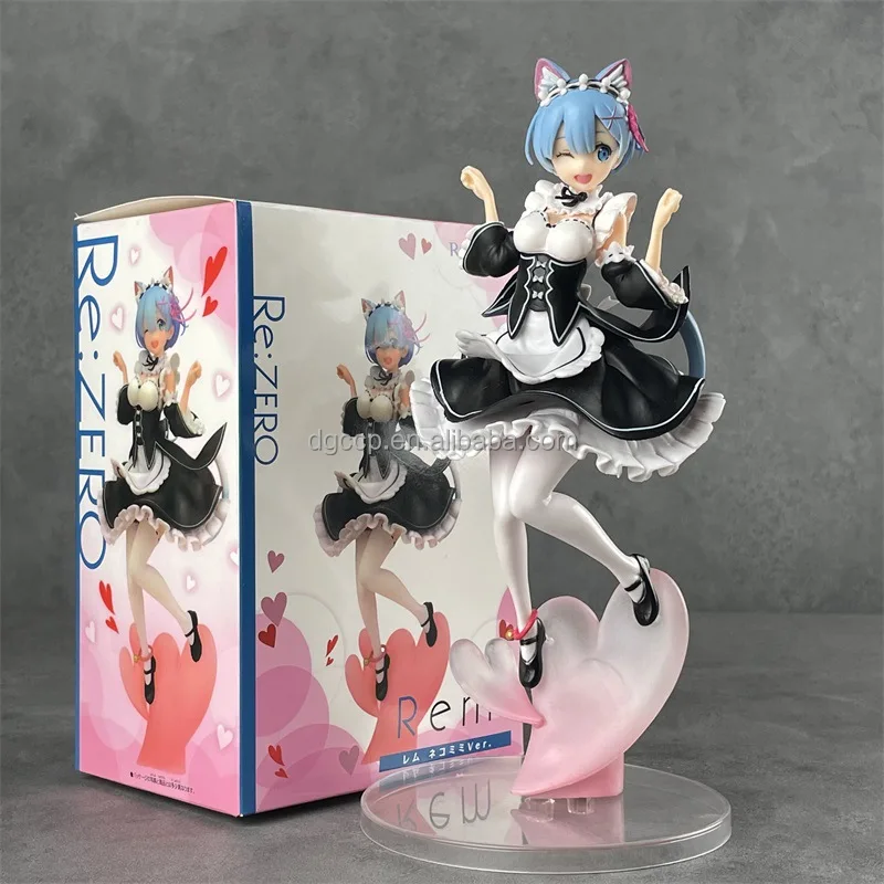 H22.5CM Re:Life in a different world from zero action figure Cake Decoration Pendant pvc Cat Ear Maid Rem action figure
