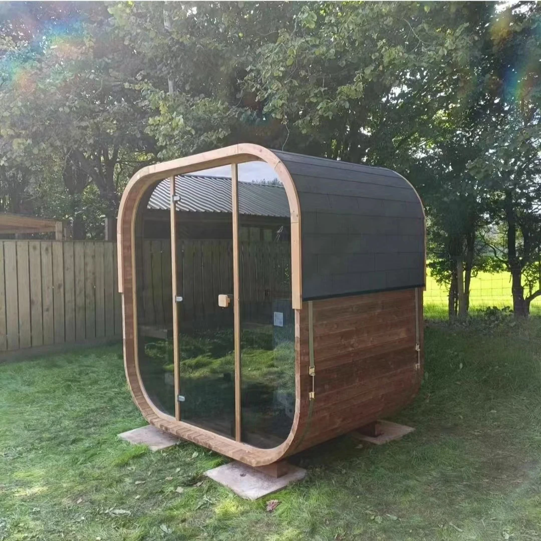 Newly Designed Outdoor Wooden Barrel Sauna 2-4 Person Mini Sauna Cube