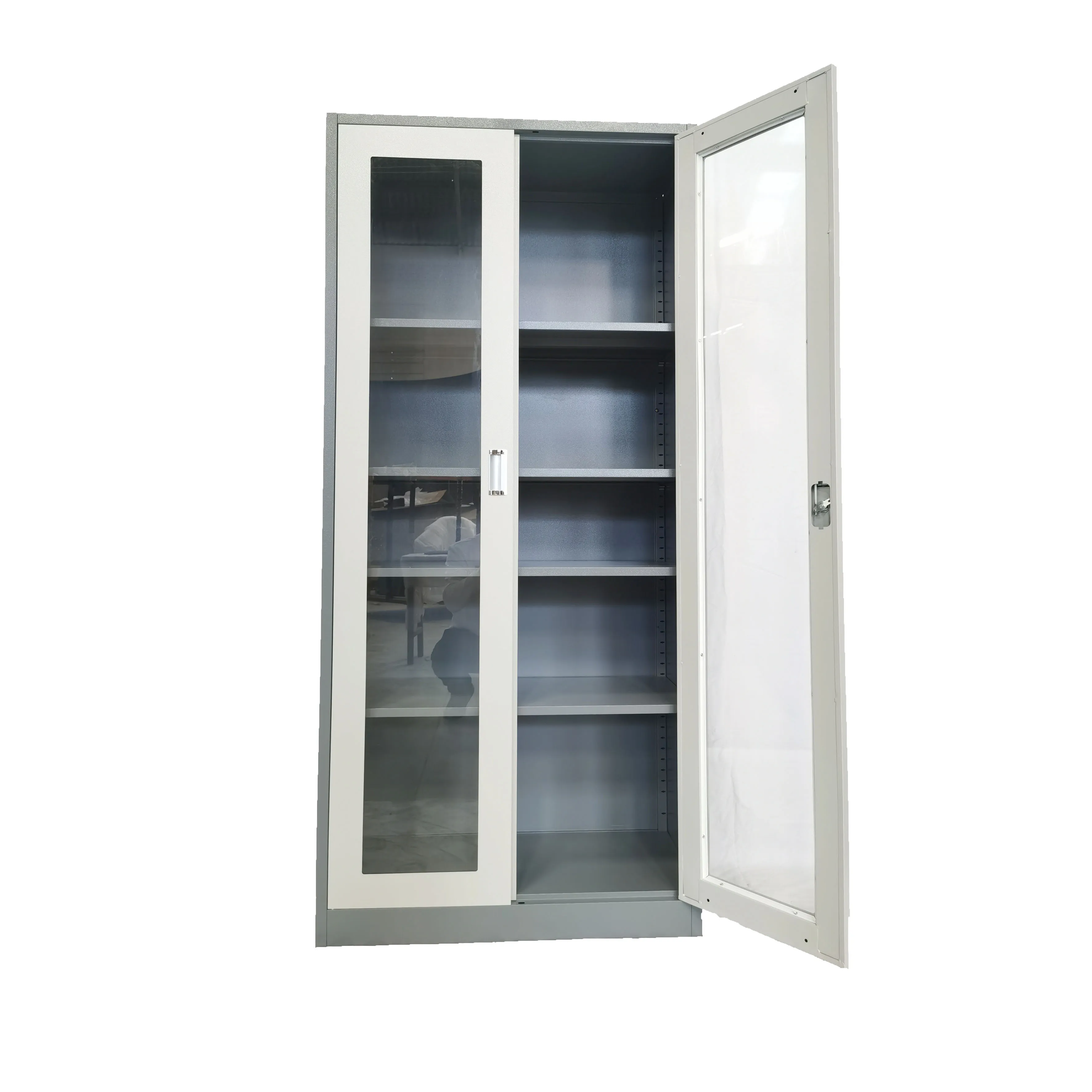 Grey Storage Cabinet Office Equipment with Transparent glass