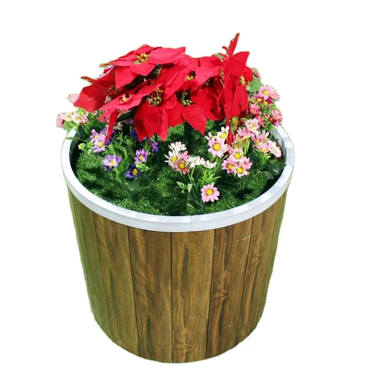 Outdoor Flower Pot Square Street Planting Box Aluminum Alloy Planter, Assembled Metal Flower Box