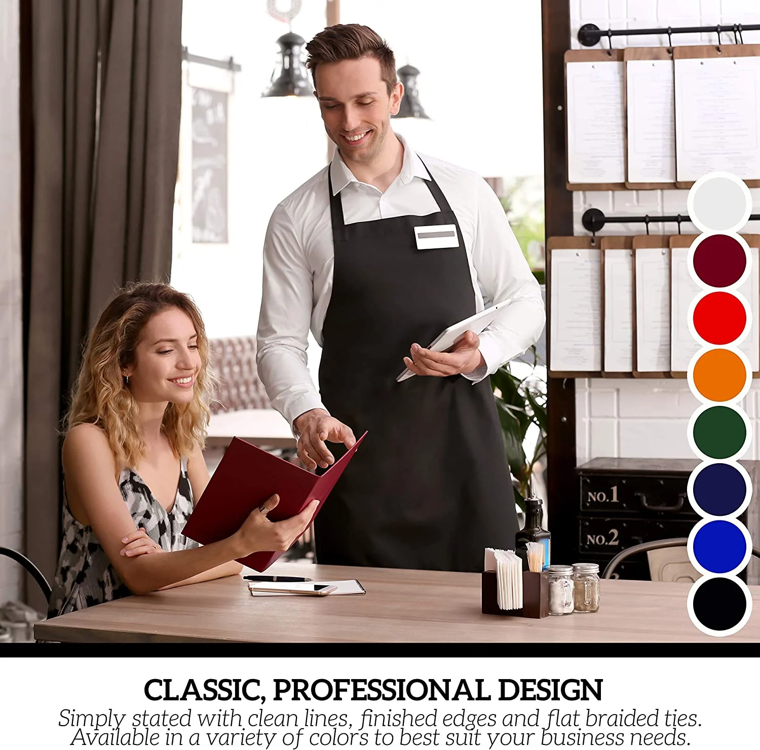 Kitchen Crafting BBQ Drawing Machine Washable Bib Aprons for Women with Pockets