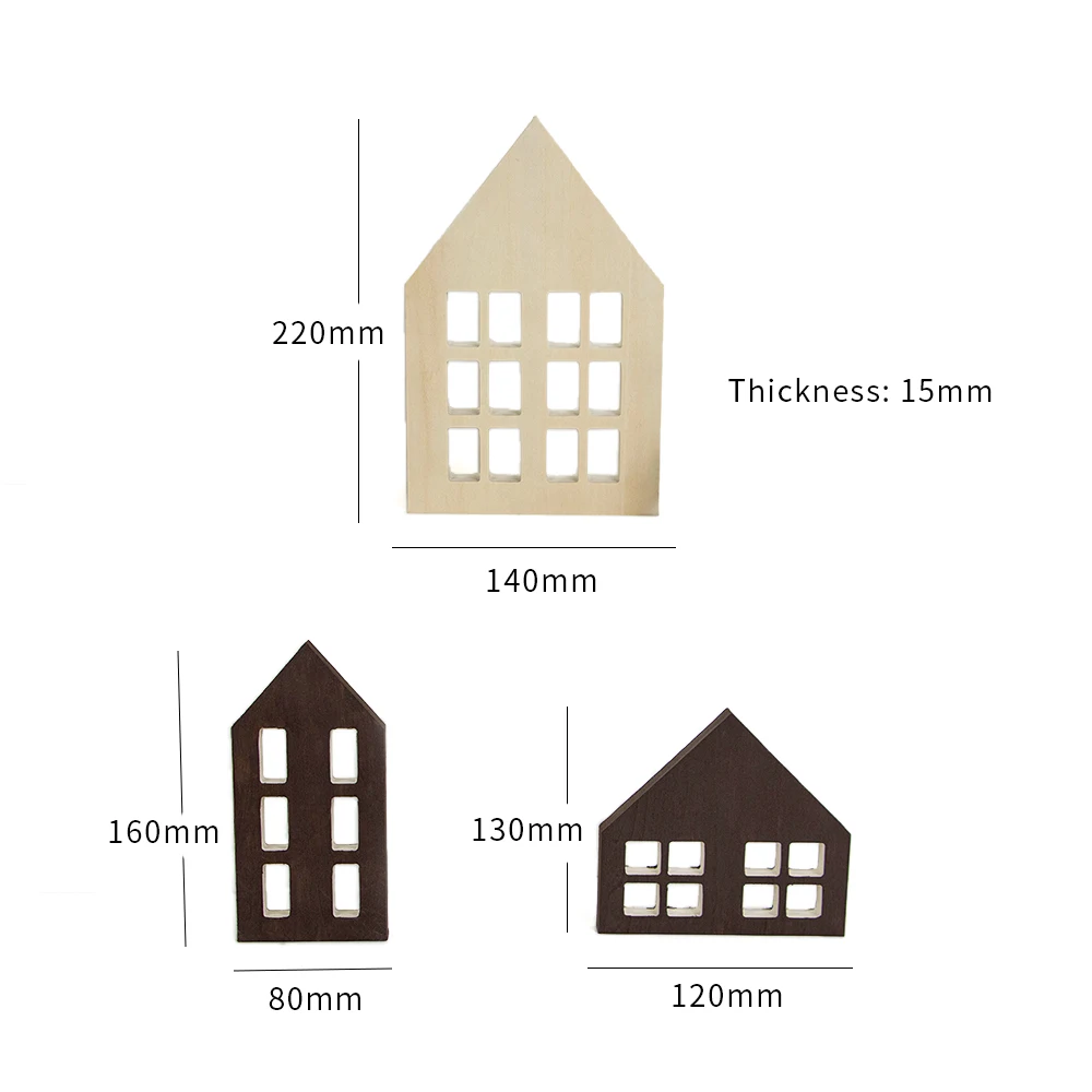 Wooden decorative houses suppliers custom Blanks unfinished Mini House Shapes Village  for Christmas decoration
