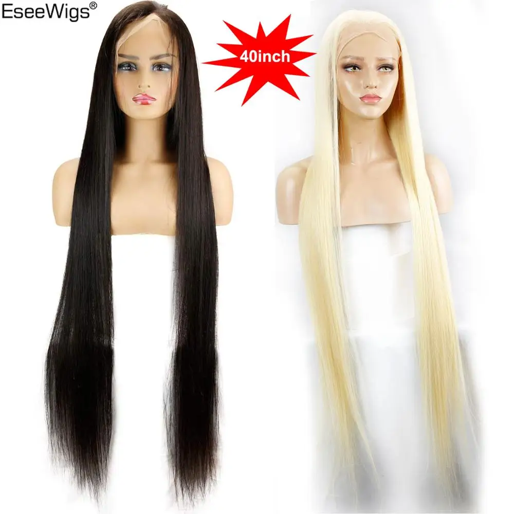  Eseewigs 28 30 34 36 38 40 42 дюйма длинные волосы бразильские натуральные человеческие парики на полной сетке шелковые прямые 613 цветов для женщин