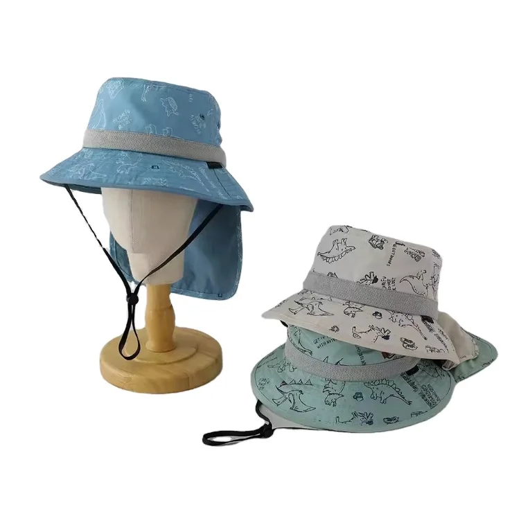 Sun Protection UPF50 Wide Brim Kids Sun Hat for Boys Girls Toddler Beach Bucket Hat with neck flap