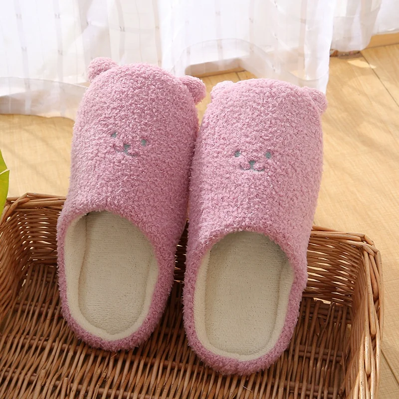 winter autumn woman  men warm fuzzy fluffy cute Animal bear indoor home slipper
