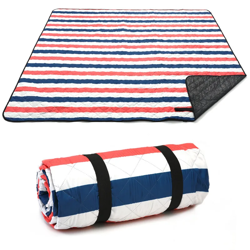 Waterproof Picnic Blanket Custom Sandfree Foldable Travelling Mat Multilayer Beach Blanket with Straps