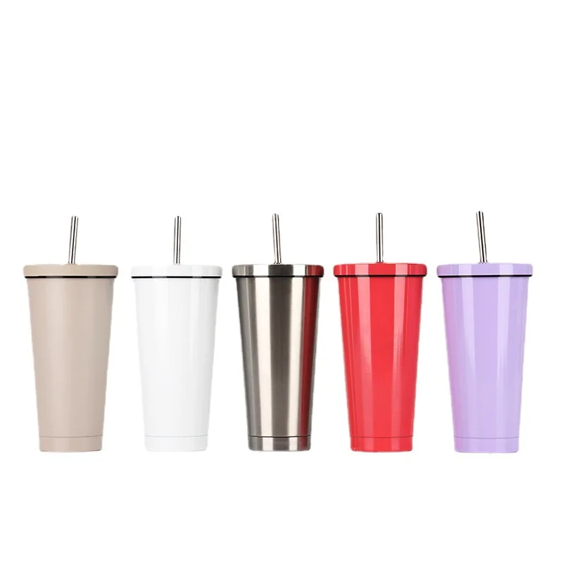 304 stainless steel vacuum insulated cup large capacity cold insulation straw cup Portable Double-Wall Glass Mugs
