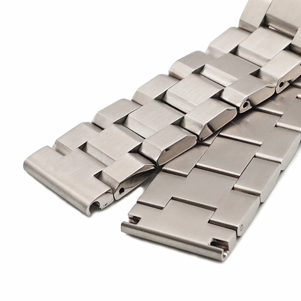 JUELONG 20 22 mm Three-bead Stainless Steel Watch Strap Metal Watch Band With Double Snap Buckles Black Rose Gold Blue