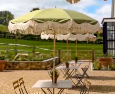 Custom Logo Printed Sunshade Portable Outdoor Large Beach Umbrella,Luxury Fringed Outdoor Parasol With Tassels Garden,Yard,Park