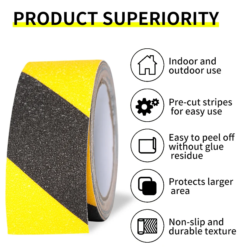 BYSLI Wholesale Factor Price Black PVC Waterproof Grip Non-Slip Safety Tape Rubber Anti Slip Tape For Stair