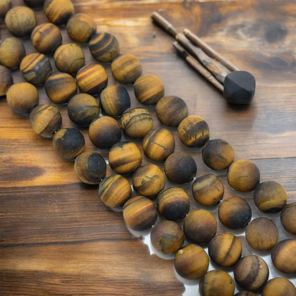 Wholesale Natural Matte Tiger Eye Loose Gemstone Beads 4/6/8/10/12/14/16mm for DIY Jewelry Stone Beads Category