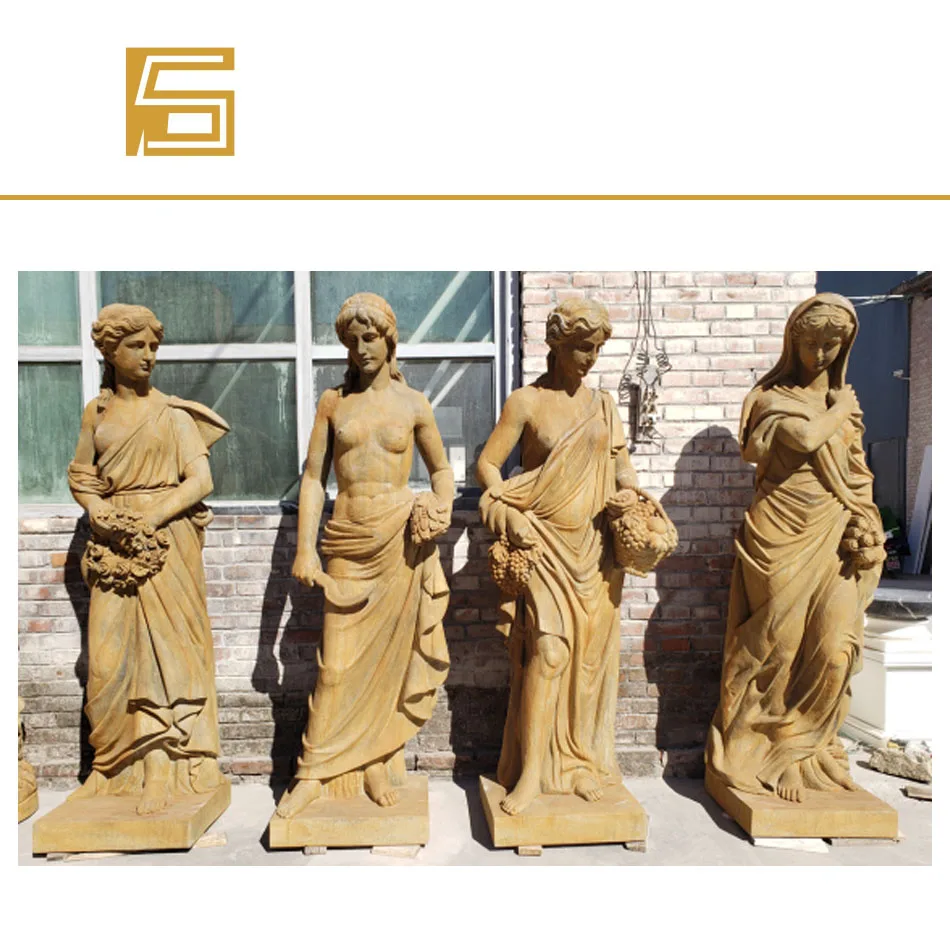 Beige Marble Figure Sculpture Natural Stone Garden Landscape Statue