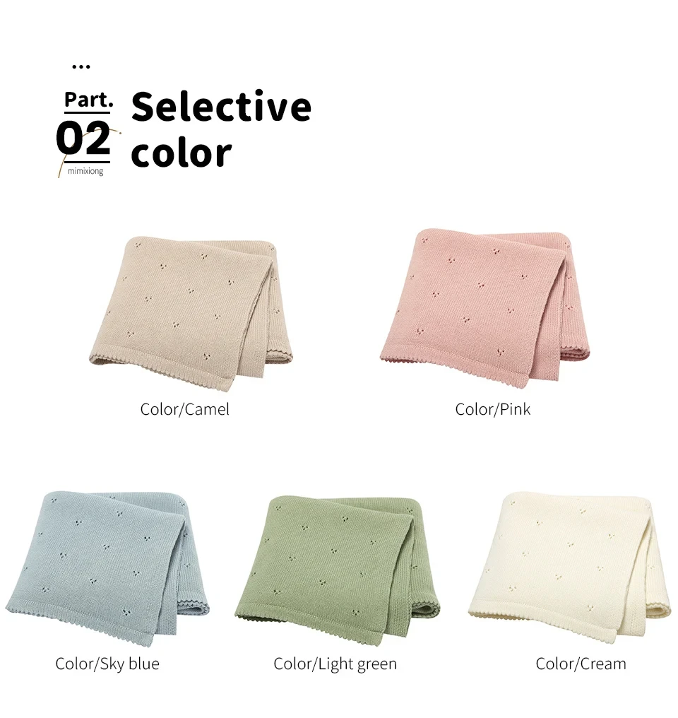 Personalised Embroidered Custom Soft Knit Cotton Newborn Baby Throw Blanket Stroller Crib Swaddle Wrap Cotton Knit Baby Blanket