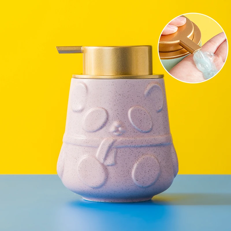 Panda kit Lovely durable ceramic liquid hand sanitizer distributor bottle refillable emulsion bottle for bathroom kitchens