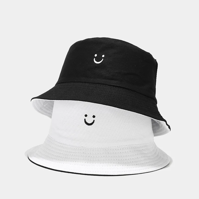 Private Label Large Designer Plain Blank Bulk Adult Cotton Customized Embroidery Smile Printed Logo Fisherman Bucket Hat