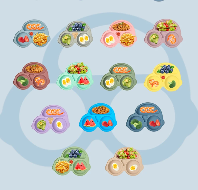 Children Tableware Silicone Baby Suction Bowls Spoon Plates Babies Silicon Food Feeding Set