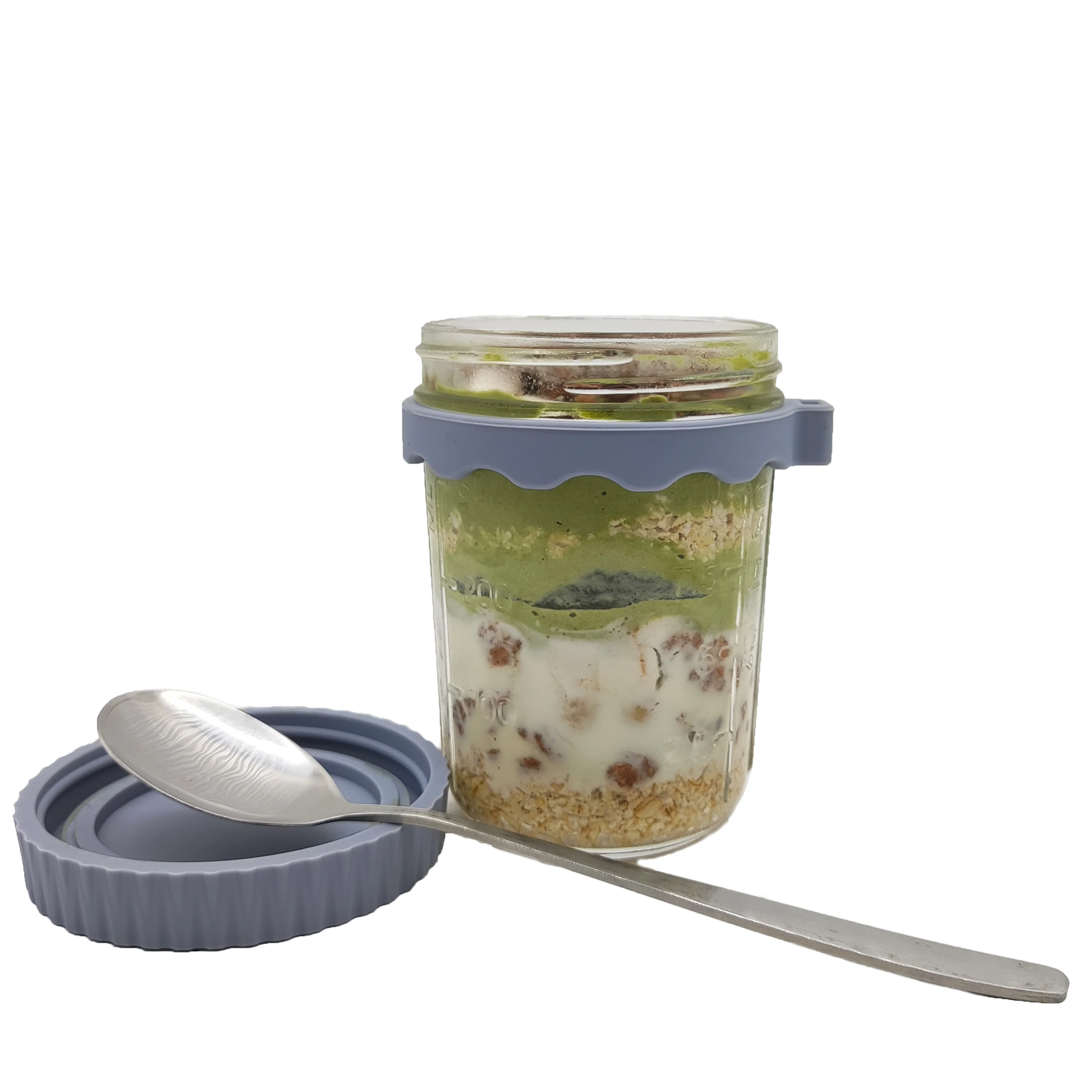 Силиконовая крышка герметизированная стеклянная овсяная чашка с ложкой чешуей для завтрака каменщик ласточка салат йогурт бутылка