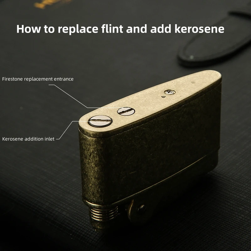 Retro style metal kerosene oil  refillable lighter for men gift