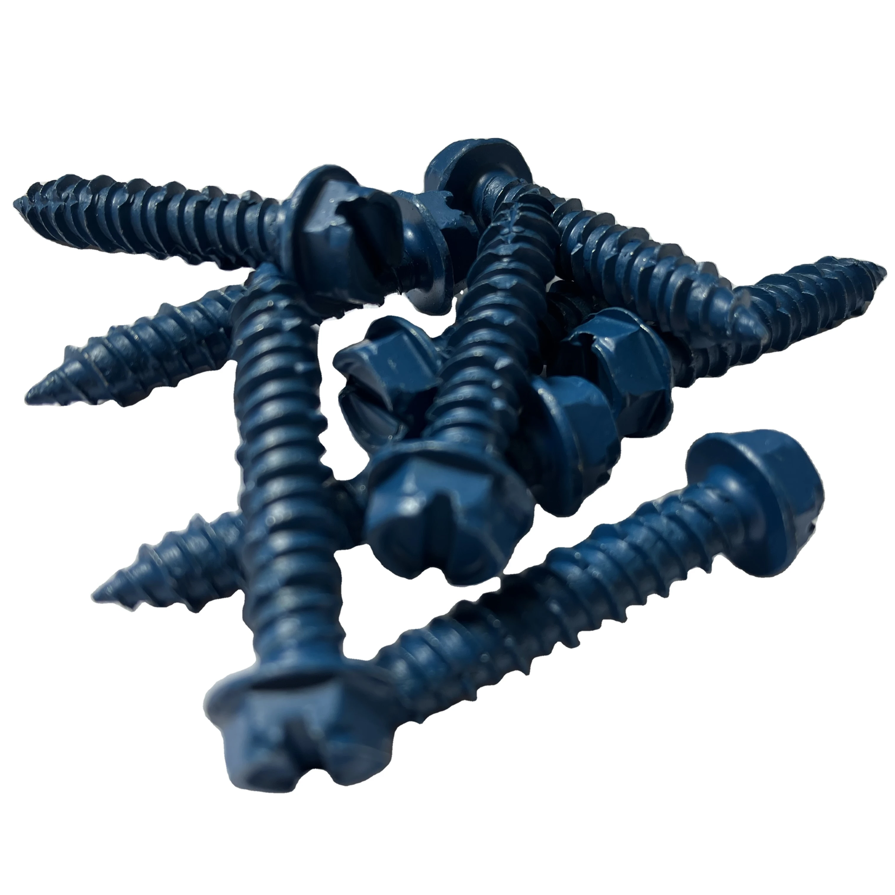 Whole in Stock High Quality Blue Coating Steel Hex Washer Head Self Tapping tapcon 1/4 inch 3-1/4 Length Concrete Screws