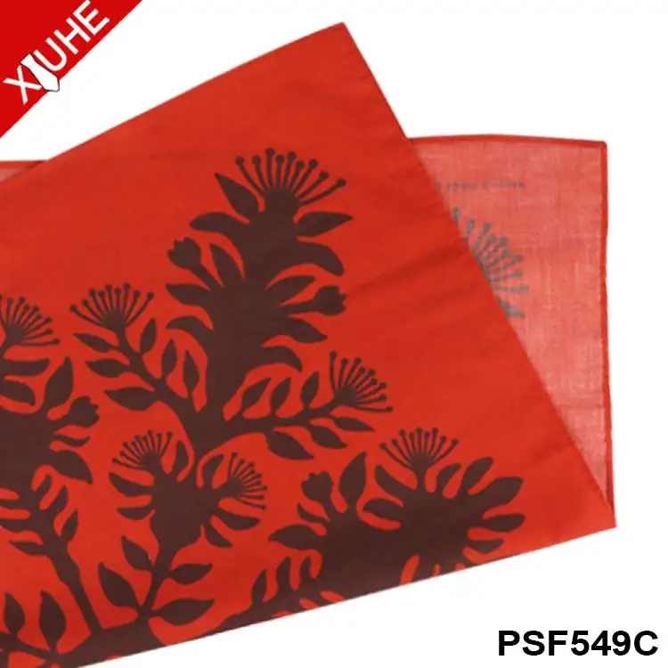 Fashion Customized Pocket Square Unique Pattern Red Mens Handkerchief Digital Printing 100% Cotton Bandana