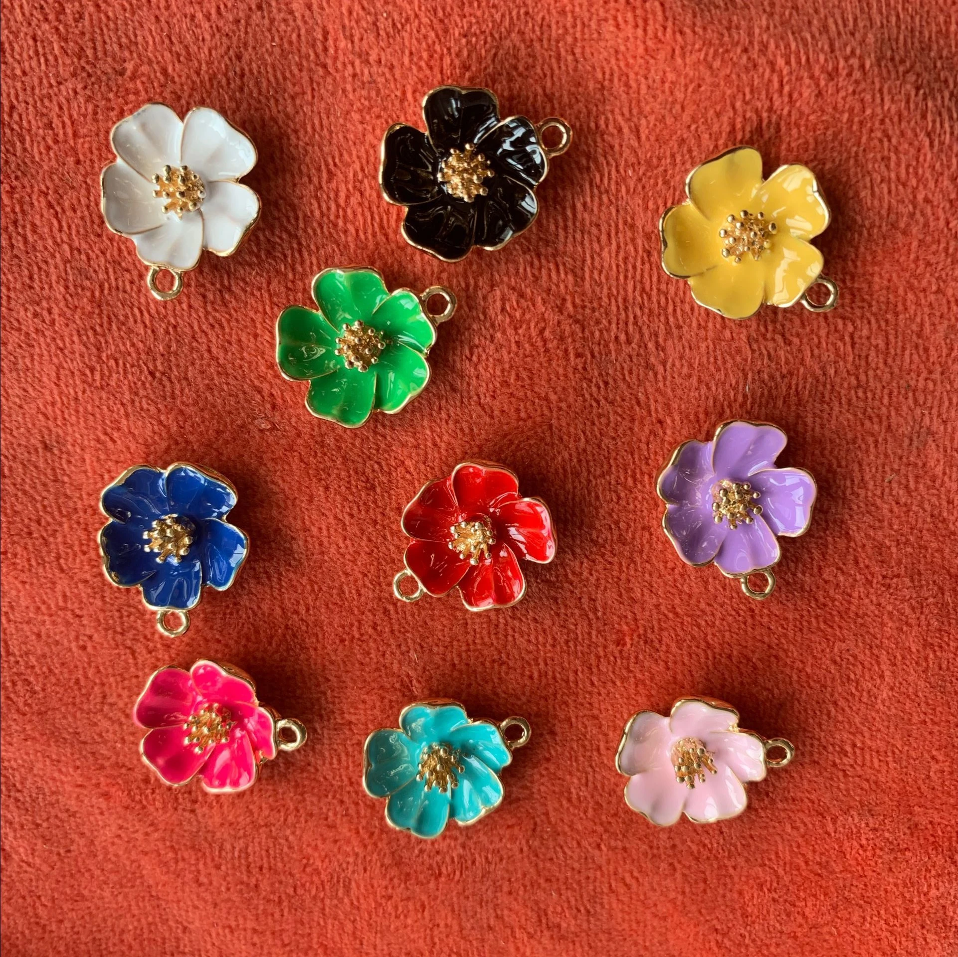 color enamel flower pendant charms for jewelry making DIY  jewelry charms tags flower charms for bangles bulk