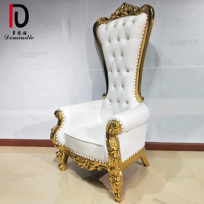 Factory direct sale king throne wooden frame gold events bridal chairs for wedding