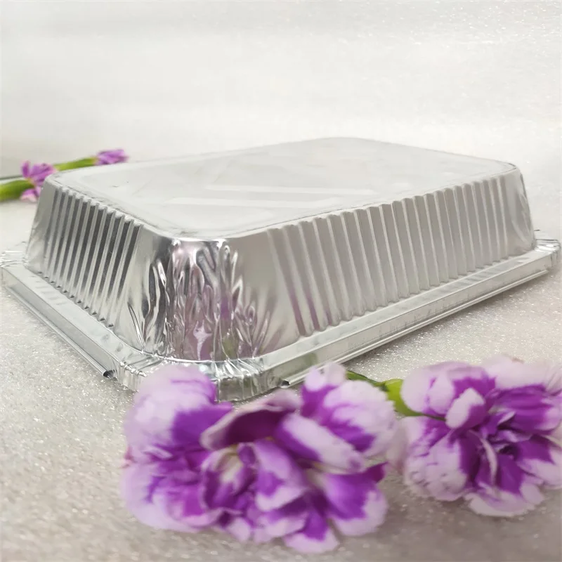 Food grade aluminum foil food containers disposable rectangular small tin foil  baking pans with lids
