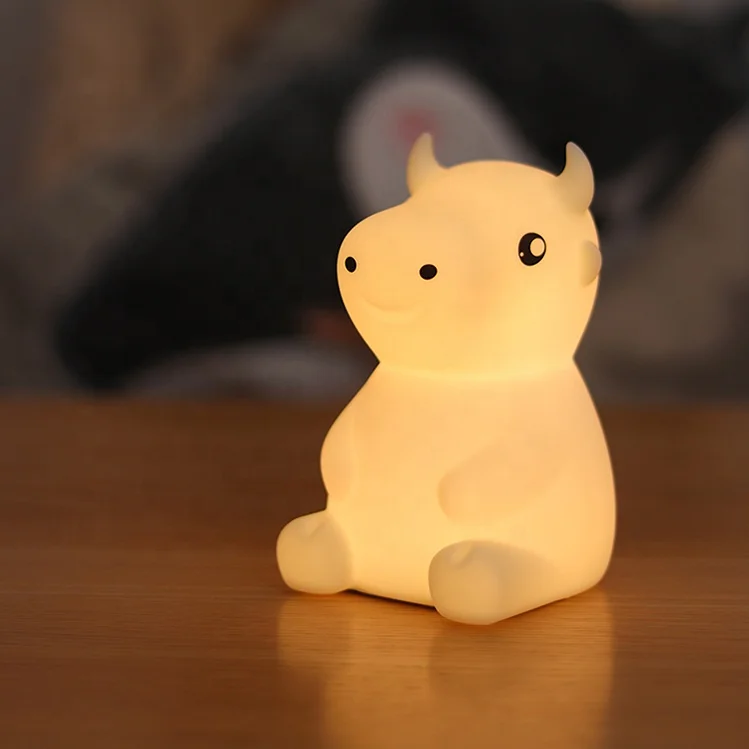 luces navidenas night light cow animal desk lampe silicone rechargeable led lamps and lanterns toddler toys with charger