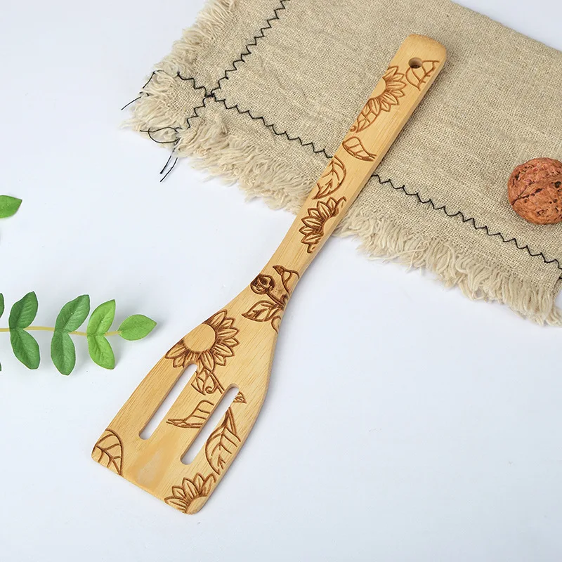 Customized Logo Laser Engraved Bamboo Spoon Large Wooden Spoon