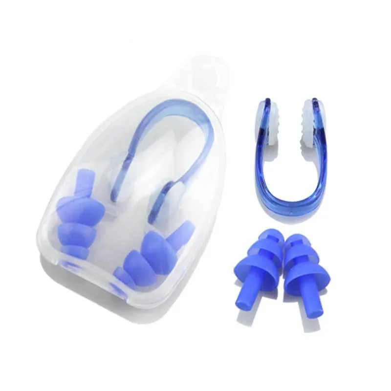 Customized Logo Waterproof Reusable Gel Swimming Silicone Earplugs Nose Clip Set