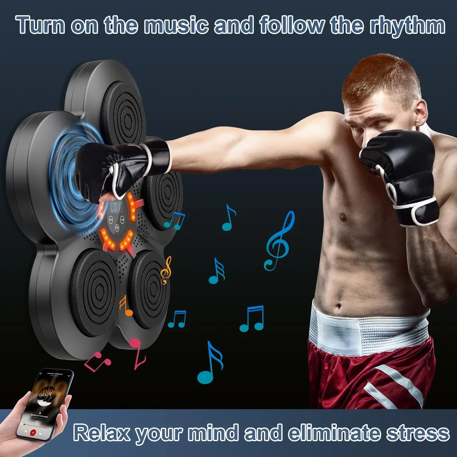 Home Boxing Target Trainer Dummy Training Fitness Wall Target Pad Light Up Smart Music Boxing Machine For Adult