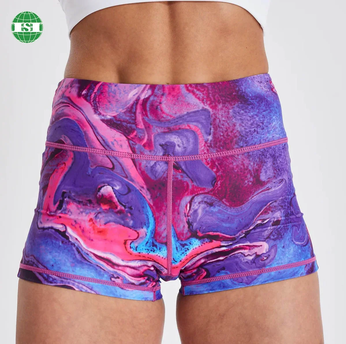 Customized logo galaxy space print short leggings sublimation all over print fitness boxer shorts for women