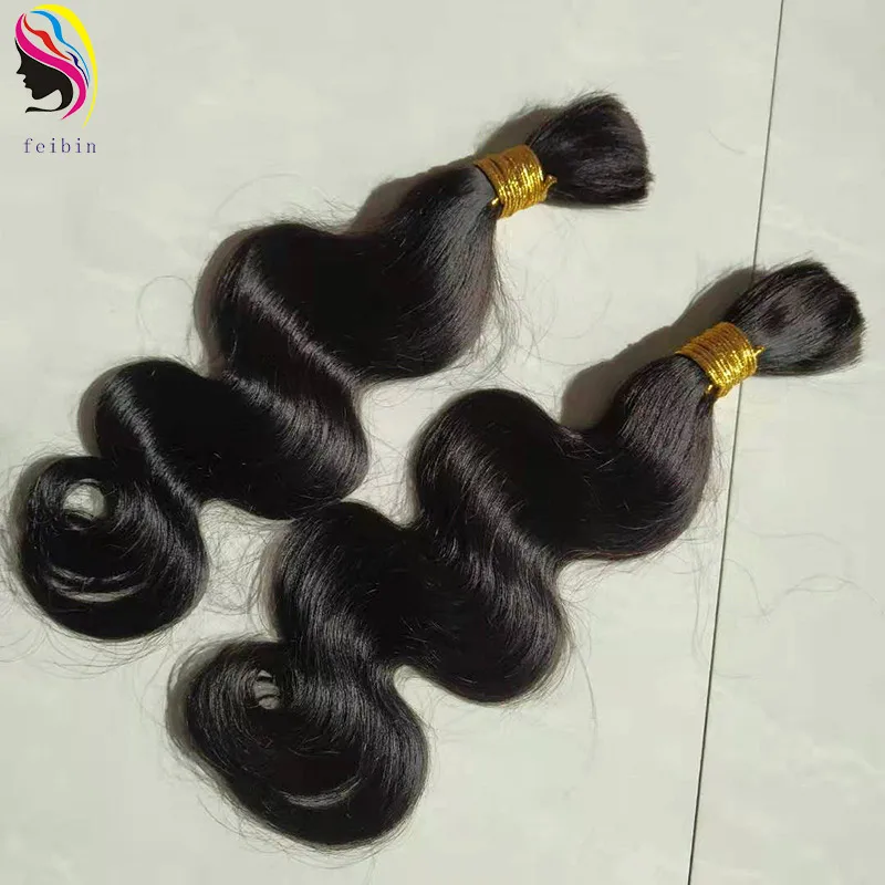 Hair bulk pure black straight cuticle aligned Natural wholesale virgin raw vietnamese vendor extension braid Human Hair