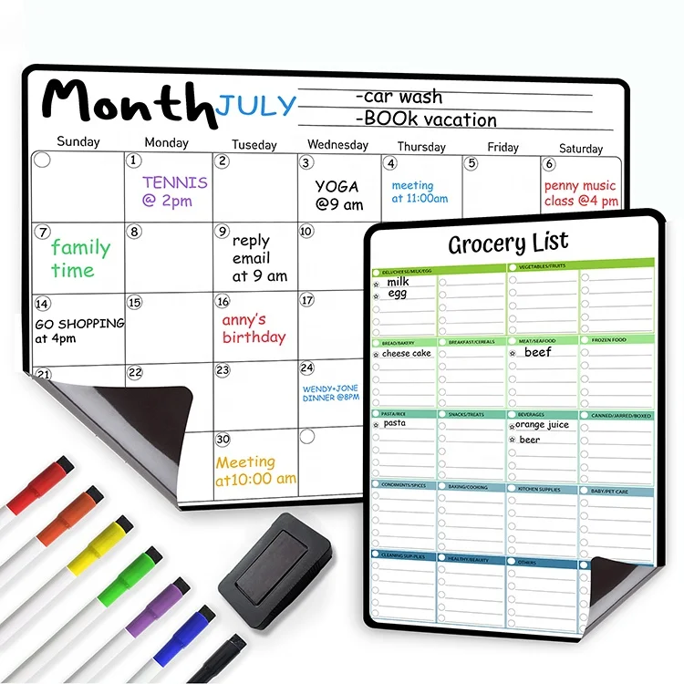 Magnetic Dry Erase Refrigerator Calendar Waterproof Dry Erase Board Magnetic Planner