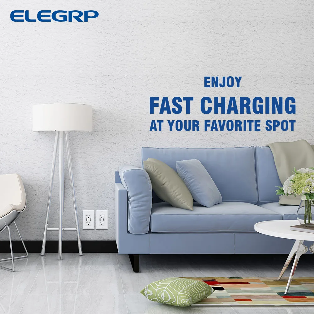 USB Charger Electrical Plug 4.0A TR Receptacle 20A 2 Outlets + 2 USB In-wall Outlet,wall Socket 2 USB Ports Type a 2 Years