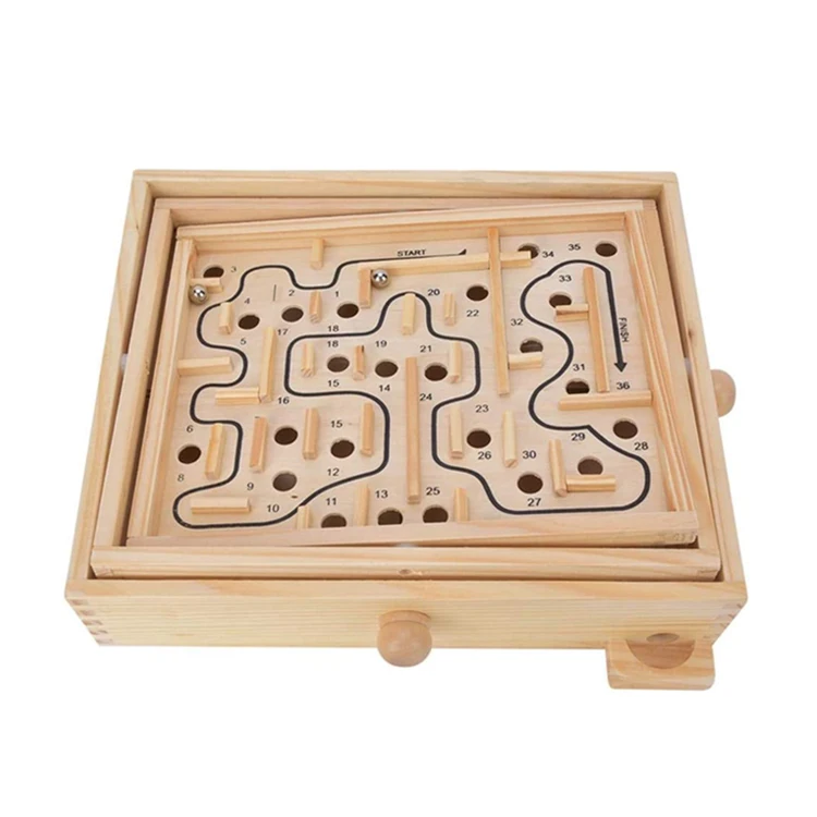 Wooden Labyrinth Tilt Maze Game Dioche Games for 6 Years and Up Wood Labyrinth Balance Board Table Maze Game for Kids and Adults