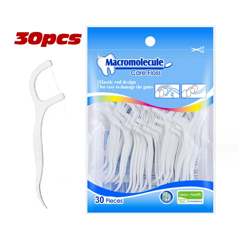 Dental floss Hot Sale 30PCS ultra-fine high tension fine sliding floss stick disposable polymer floss toothpick portable  ODM