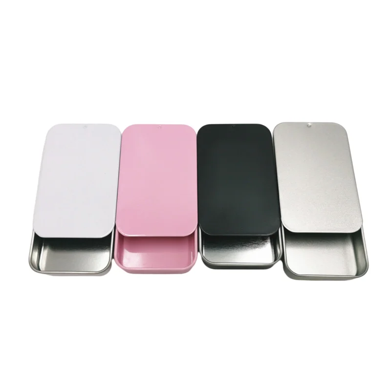 Low price rectangular sliding cosmetic tin containers tin containers for storing wax, cream, eyebrow soap, powder, solid oils