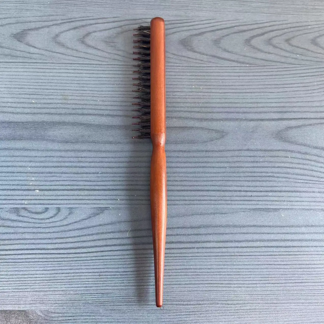 Flat Wood Comb Professional Nylon Bristle Three Row Brush Lotus Wood Bristle Hair Male Beard Brush Customized Logo