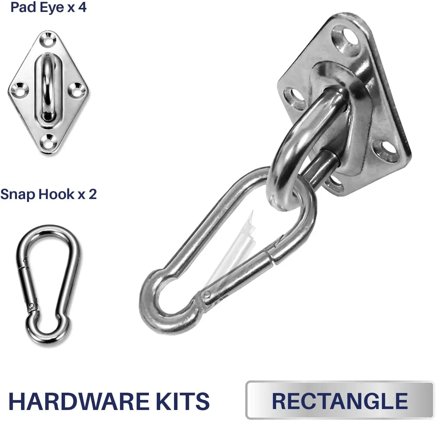 Sun Shade Sail Hardware Kit - 6 Inches - Super Heavy Duty - for Square and Rectangle Sun Shade Sail