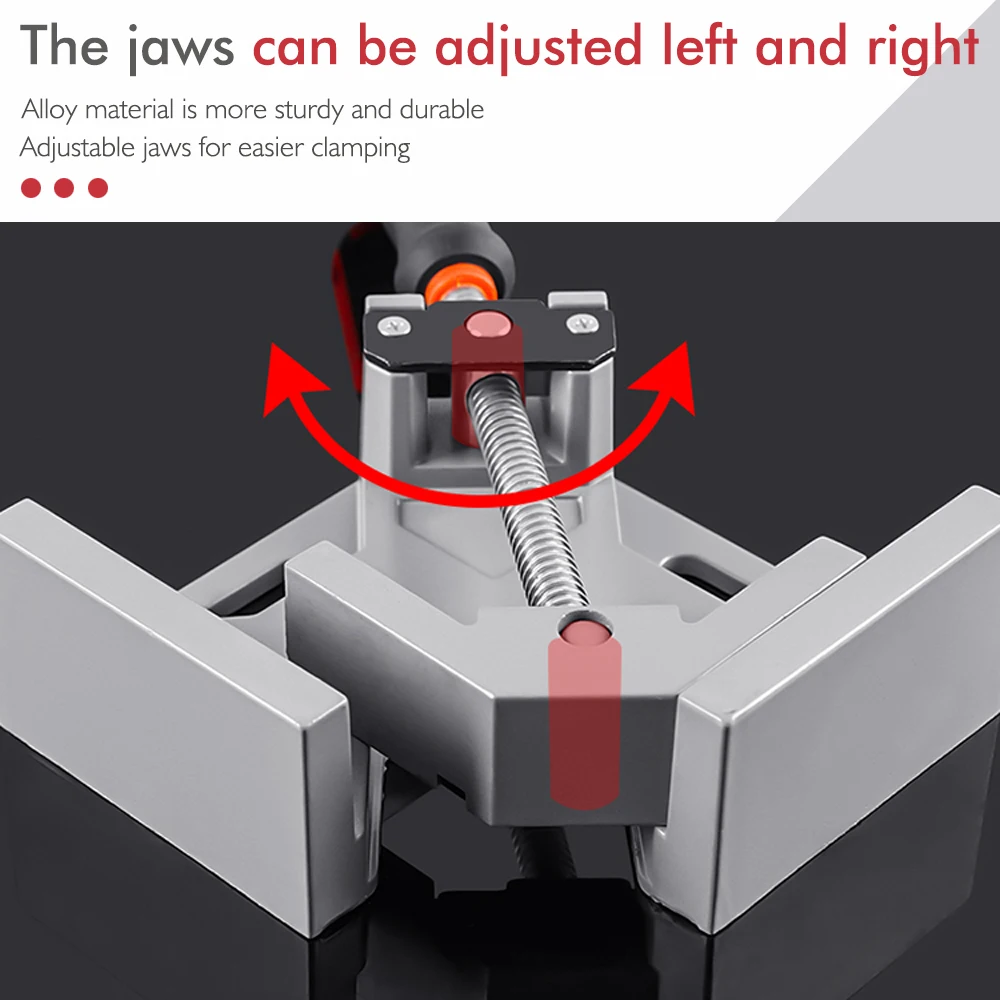 Single-handle 90-Degree Right Angle Fixing Clamp Adjustable Swing Jaw Carbon Steel Threaded Rod Woodworking Jigs for Welding