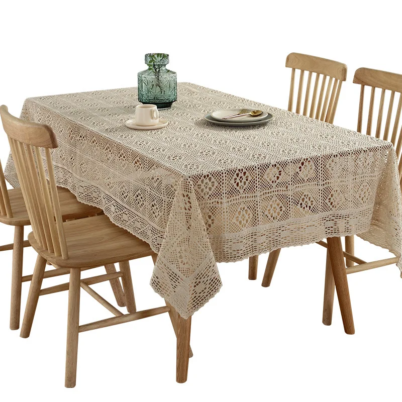 
T007 White Lace Tablecloth Rectangular Lace Table Cover Soft Party Wedding Home Decoration 