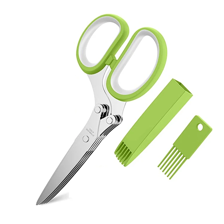 Многофункциональные ножницы для домашней кухни из нержавеющей стали с 5 лезвиями, набор ножниц для стриппера, кисть, ножницы для овощей и трав